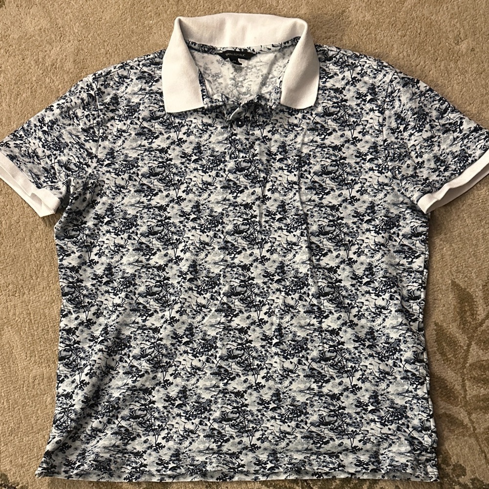 Banana Republic Blue and White Floral Polo